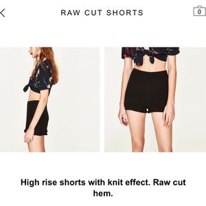 Zara Black Raw Cut Knit High-Rise Shorts